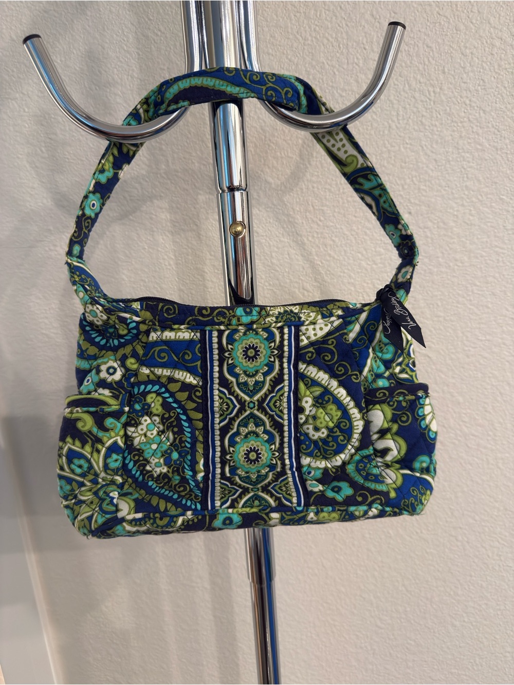 Vera Bradley Quilted Paisley Shoulder Bag in Navy, Green & Teal